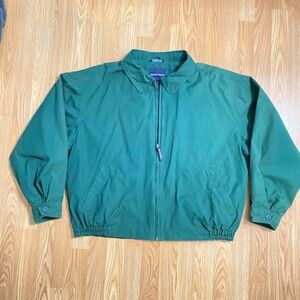 Sz L Mens Denver Hayes Vintage Green Windbreaker Jacket